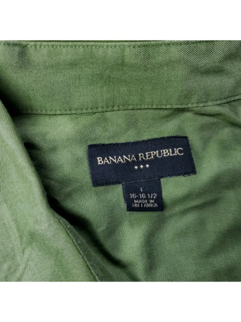 Banana Republic Dress Shirt Mens L Large Button Long Sleeve Green Pocket Preppy